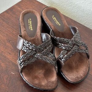 A.Gianetti Ladies Brown Braided Leather Sandals size 8